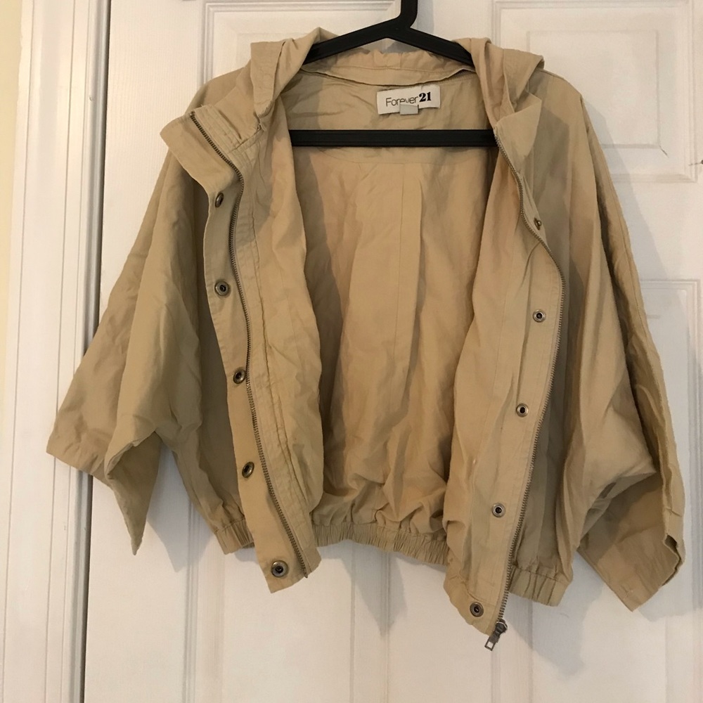 Forever 21 Dolman Sleeve Hooded Khaki Jacket